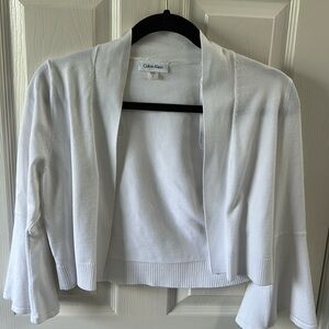 NWT CALVIN KLEIN White Flare sleeve cardigan sweater
